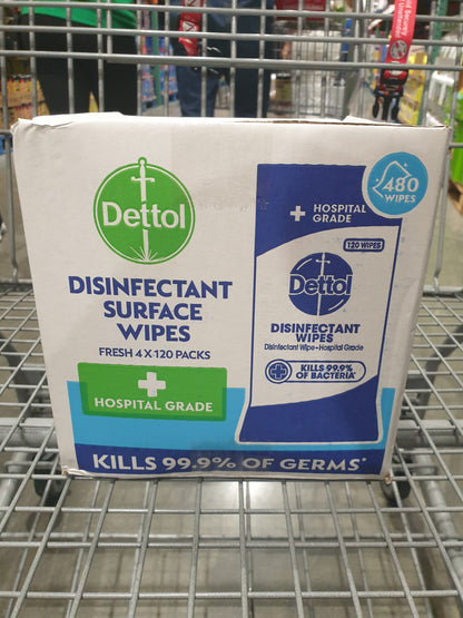 Dettol Disinfectant Surface Wipes - 4 x 120 pack