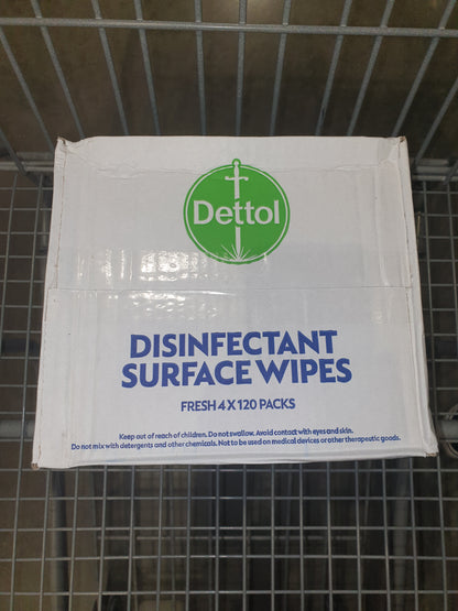 Dettol Disinfectant Surface Wipes - 4 x 120 pack