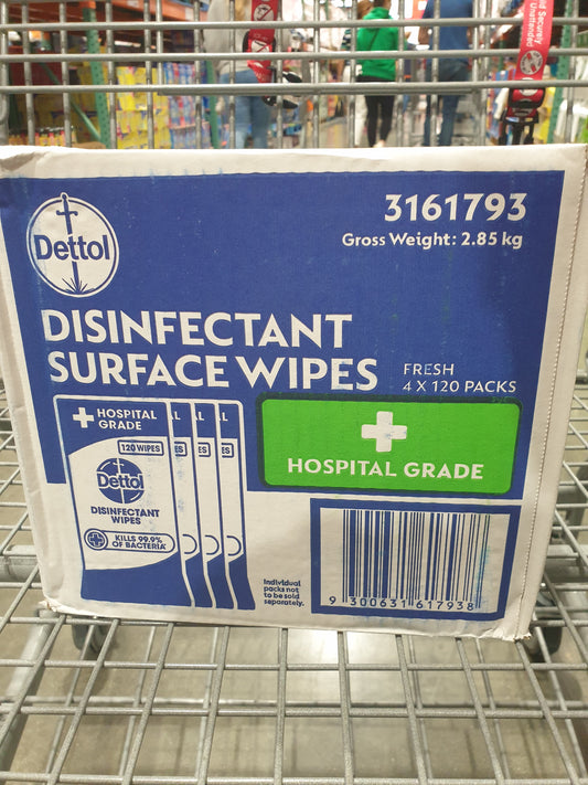 Dettol Disinfectant Surface Wipes - 4 x 120 pack