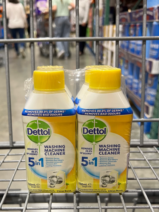 4 Pack Bundle Product on a shopping cart with the name Dettol Washing Machine Cleaner Lemon 4 x 250ml written at the front this is a product for Costco online shopping in NZ.