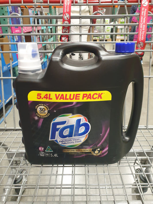 Laundry Liquid Tub with the name Fab Sublime Velvet Liquid Laundry Detergent at the front this is a product for Costco online shopping in NZ.